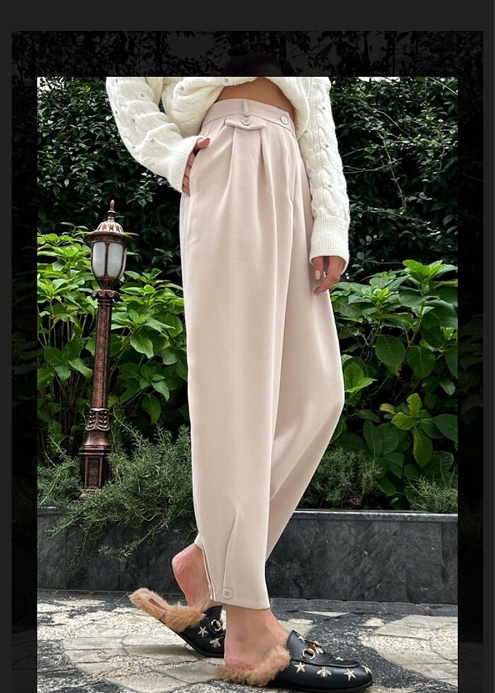 Paçası düğmeli pantolon - Görsel 5