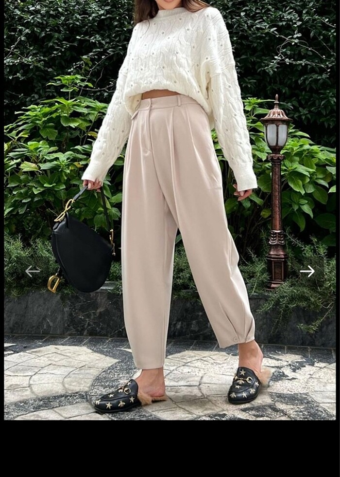 Paçası düğmeli pantolon - Görsel 4