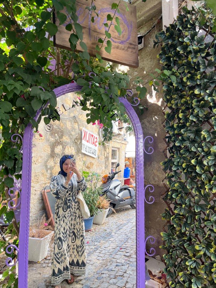 Etnik Desenli Gri Bohem Uzun Elbise - Görsel 2