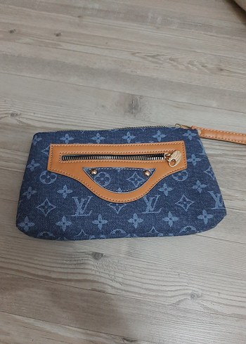 Beden mavi Renk Kadın Mavi Denim Fermuarlı El Çantası