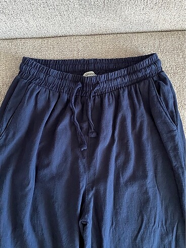 Stradivarius lacivert keten pantolon