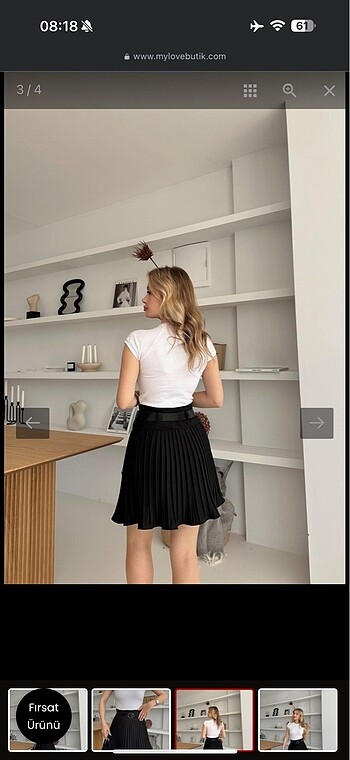 s Beden Siyah Pileli Etek