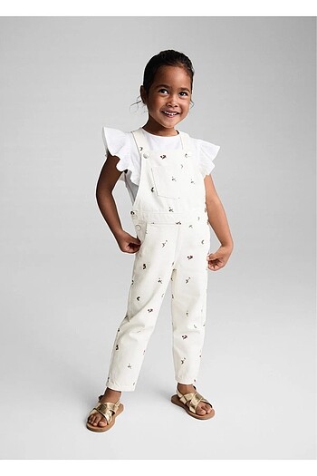 Mango baby çiçek desenli kot tulum
