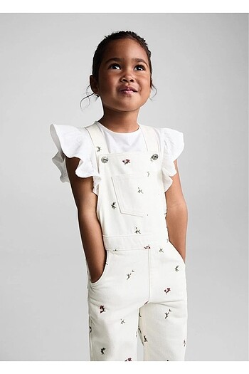 Mango Kids Mango baby çiçek desenli kot tulum