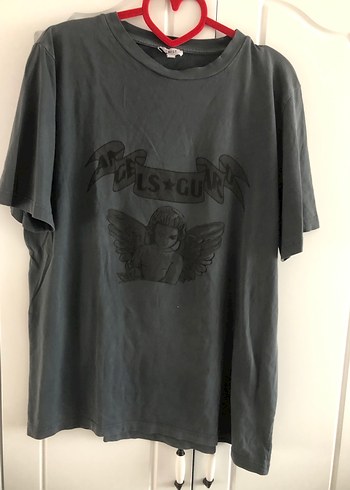 s Beden gri Renk Gri Baskılı Kadın Tişört Loose Fit