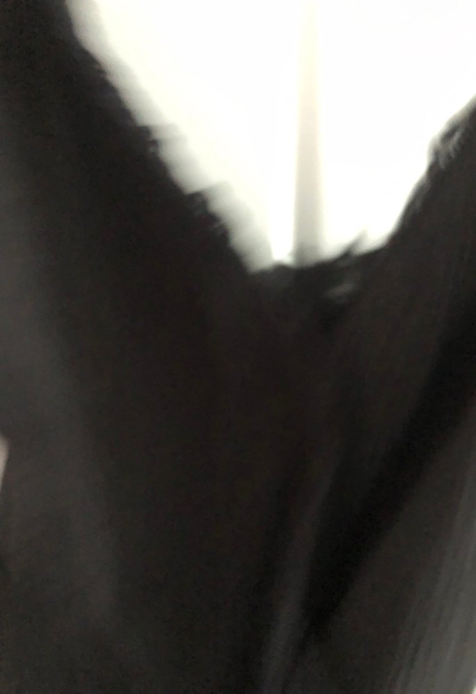 Siyah V Yaka Fırfırlı Keten Tulum - Görsel 4