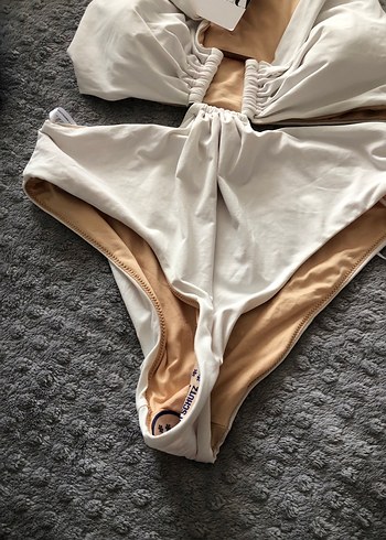 Beyaz Strappy Midi Kadın Mayo - Görsel 3