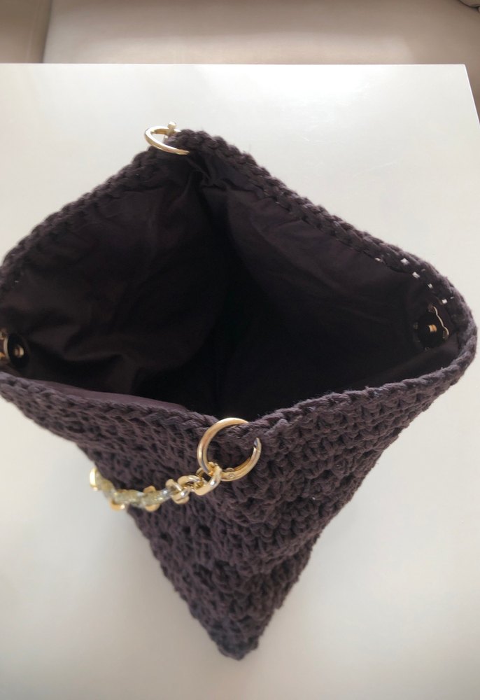 Kahve Örgü Kadın Çanta Zincir Detaylı - Görsel 3