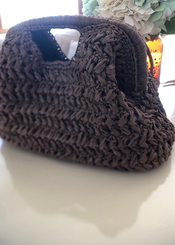 Kahverengi Örgü Kadın Çanta - Görsel 2