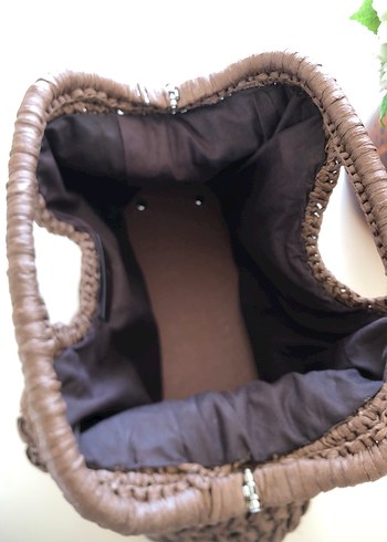 Kahverengi Örgü Kadın Çanta - Görsel 4