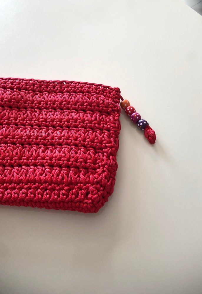 Kırmızı Örgü Bohem Kadın Portföy Çanta - Görsel 2
