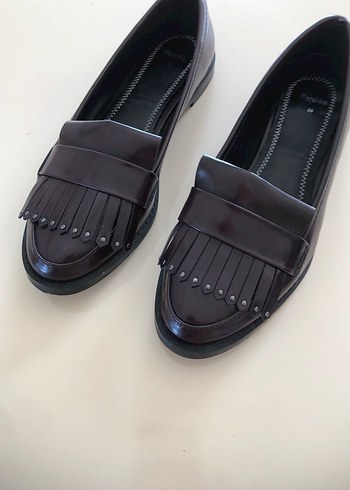 Bordo rugan Pileli Blok Topuklu Klasik Kadın Ayakkabı - Görsel 2