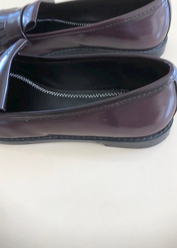 Bordo rugan Pileli Blok Topuklu Klasik Kadın Ayakkabı - Görsel 4