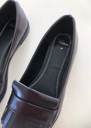 Bordo rugan Pileli Blok Topuklu Klasik Kadın Ayakkabı - Görsel 3