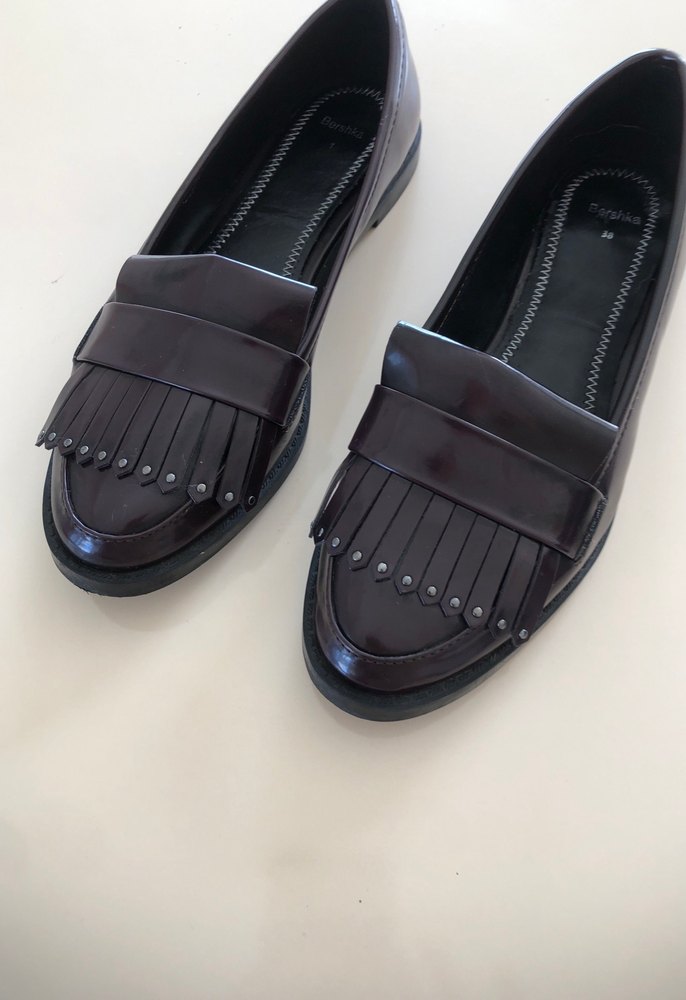 Bordo rugan Pileli Blok Topuklu Klasik Kadın Ayakkabı - Görsel 2