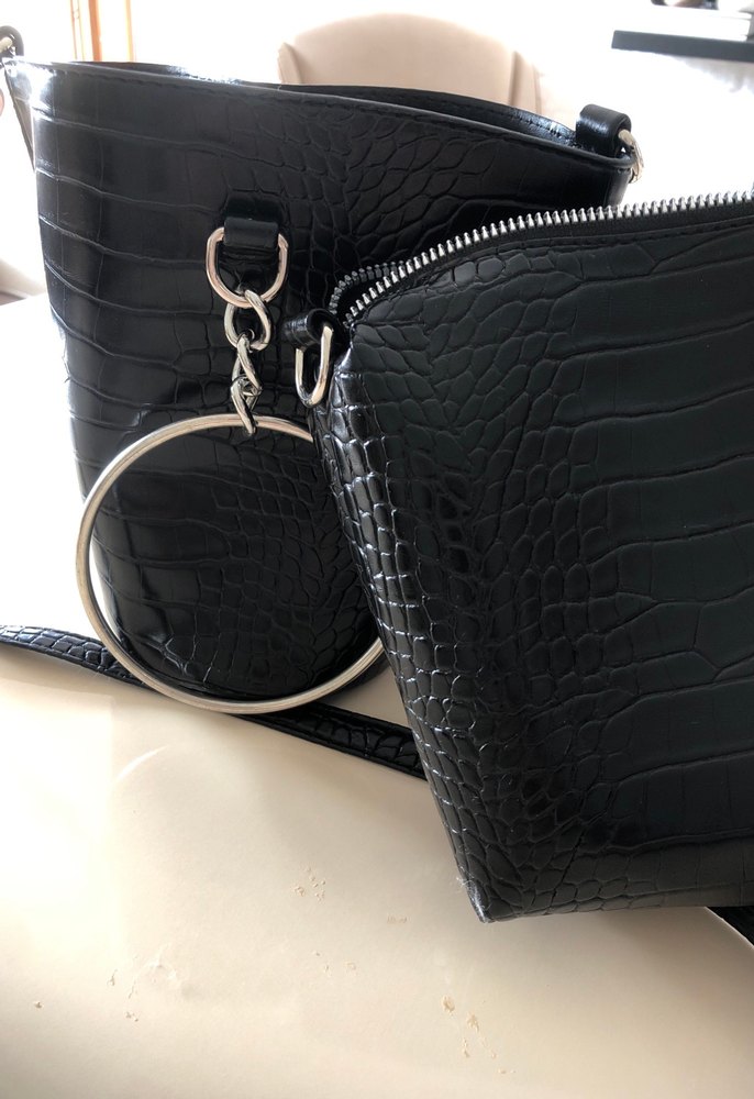 Parlak Siyah Yılan Desenli twist marka hiç kullanılmadı - Görsel 3