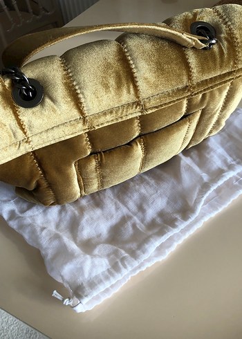 Zara Bej Zincir Detaylı kadife Çanta - Görsel 3