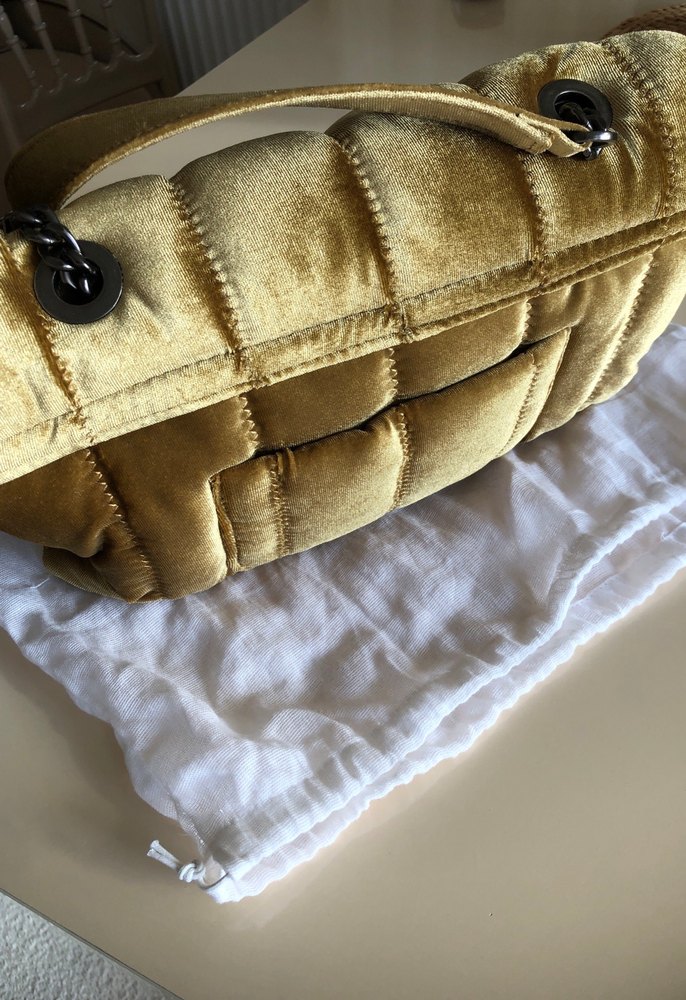 Zara Bej Zincir Detaylı kadife Çanta - Görsel 3