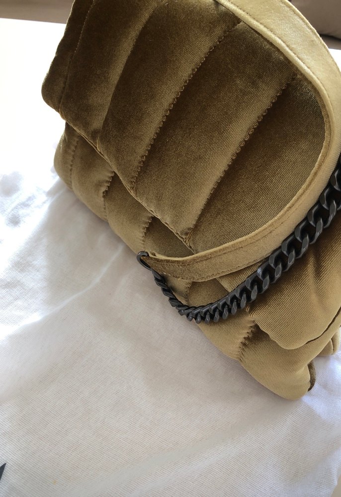 Zara Bej Zincir Detaylı kadife Çanta - Görsel 2