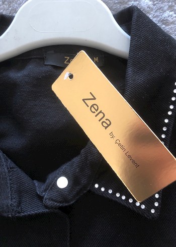 Düğmeli Siyah Nakışlı Denim Ceket - Görsel 5