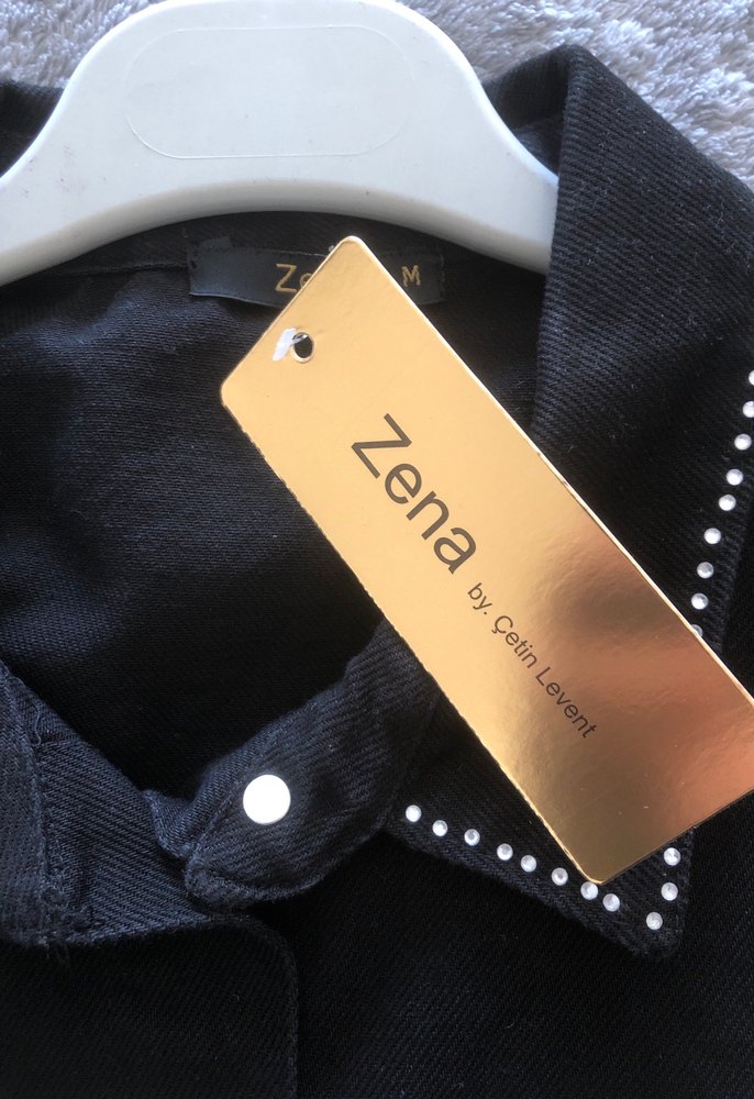 Düğmeli Siyah Nakışlı Denim Ceket - Görsel 5