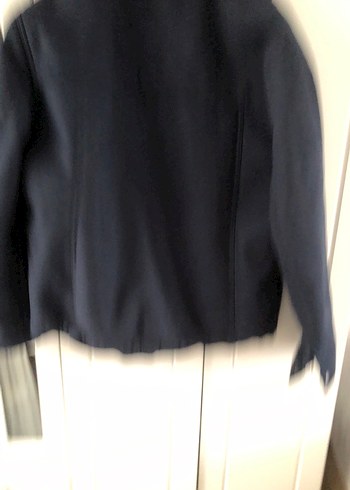 Lacivert Erkek Midi Ceket, Kürk Detaylı - Görsel 4