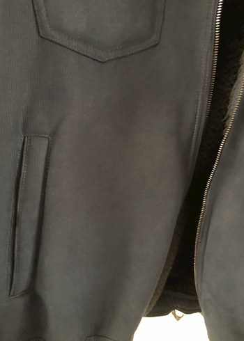 Lacivert Erkek Midi Ceket, Kürk Detaylı - Görsel 3