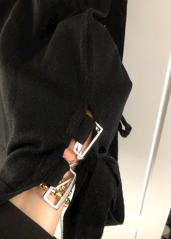 Siyah Kemerli Uzun Kollu Kadın Kazak - Görsel 4