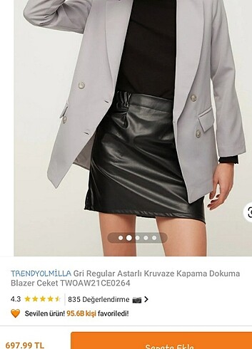 36 Beden gri Renk Trendyolmilla Blazer Ceket