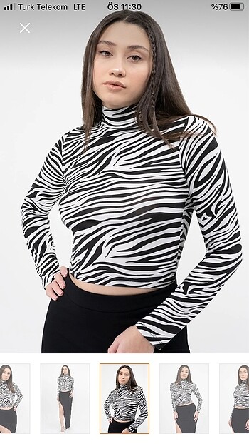 Siyah beyaz zebra desenli bluz