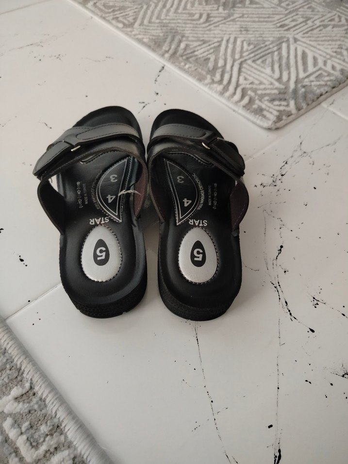 Siyah Gri Tokalı Erkek Terlik - Görsel 2