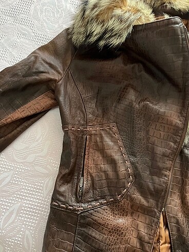s Beden kahverengi Renk Vintage deri ceket