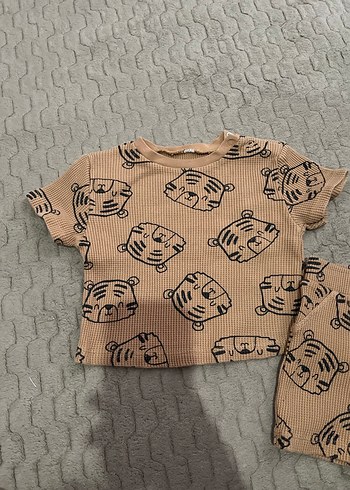 Erkek Bebek Kahverengi Baskılı Triko Takım - Görsel 2