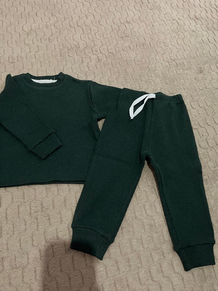 Koyu Yeşil Erkek Bebek Uzun Kollu Takım - Görsel 2