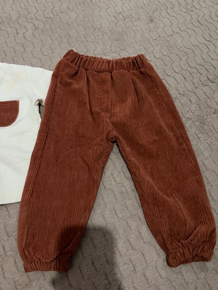 Erkek Bebek Kahverengi Pamuklu Uzun Kollu Takım - Görsel 3