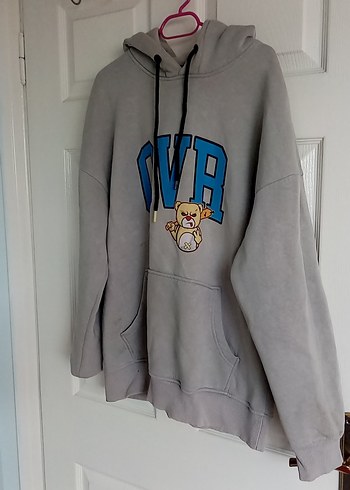 Gri Kapüşonlu Oversize Sweatshirt