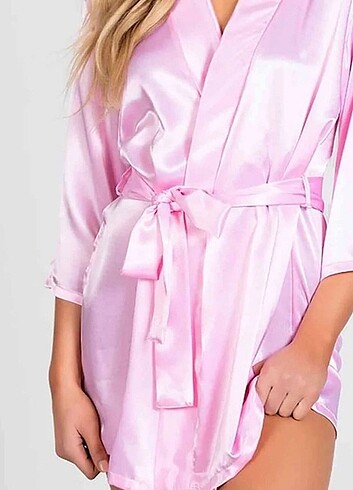 Pembe saten sabahlık 