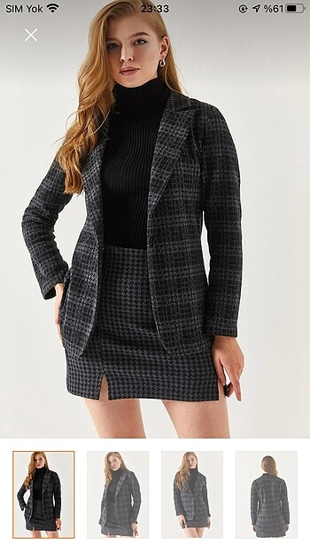 Füme ekoseli blazer çeket