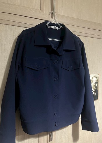 Düğmeli Lacivert Kadın Ceket - Görsel 2