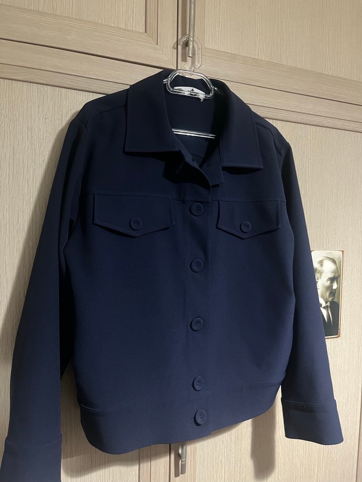 Düğmeli Lacivert Kadın Ceket - Görsel 2