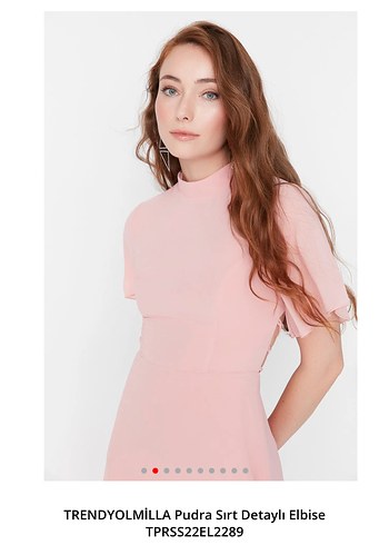 TRENDYOLMİLLA Pudra Sırt Detaylı Mini Elbise - Görsel 5