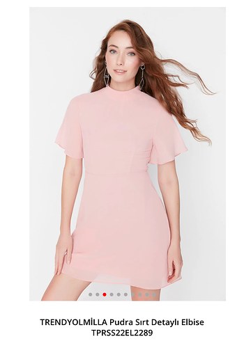 TRENDYOLMİLLA Pudra Sırt Detaylı Mini Elbise - Görsel 4