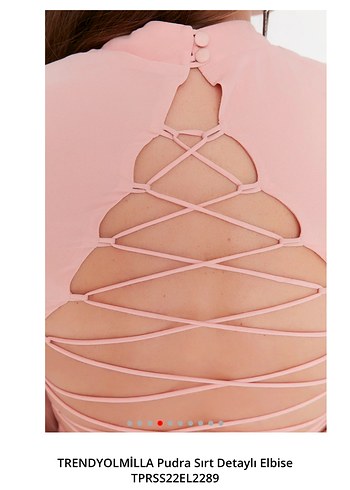TRENDYOLMİLLA Pudra Sırt Detaylı Mini Elbise - Görsel 3