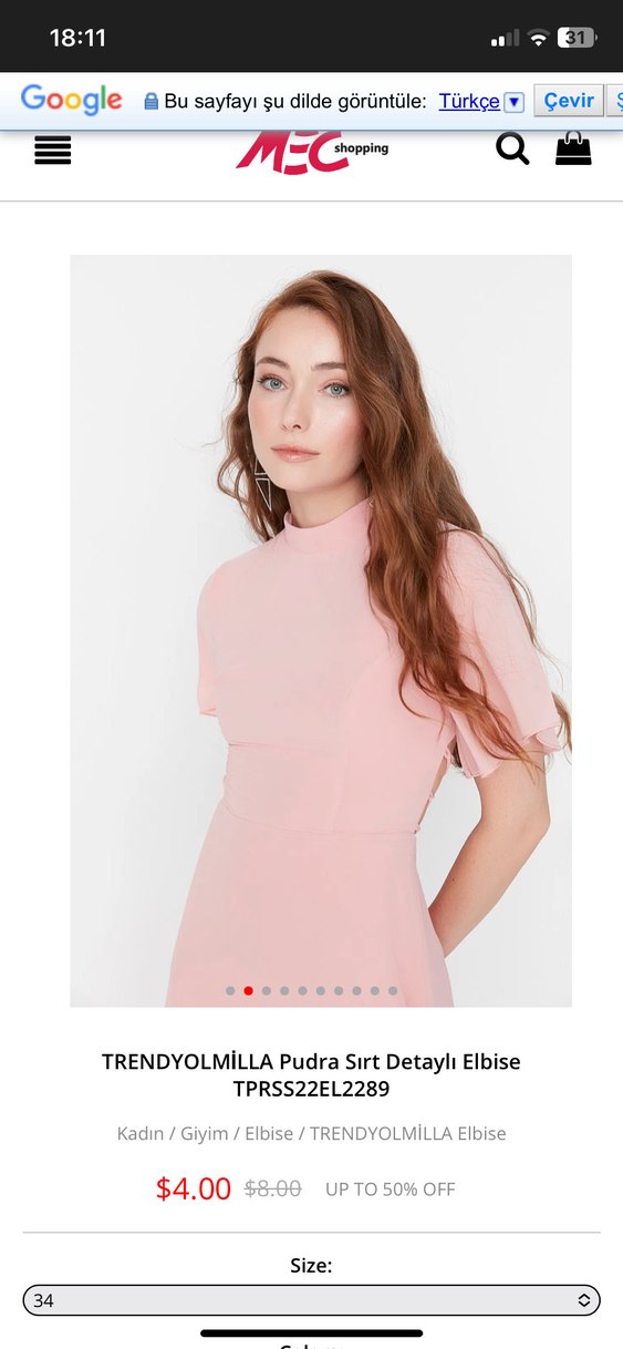 TRENDYOLMİLLA Pudra Sırt Detaylı Mini Elbise - Görsel 5