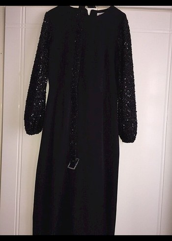 Uzun Kollu Siyah Gotik Elbise - Görsel 5