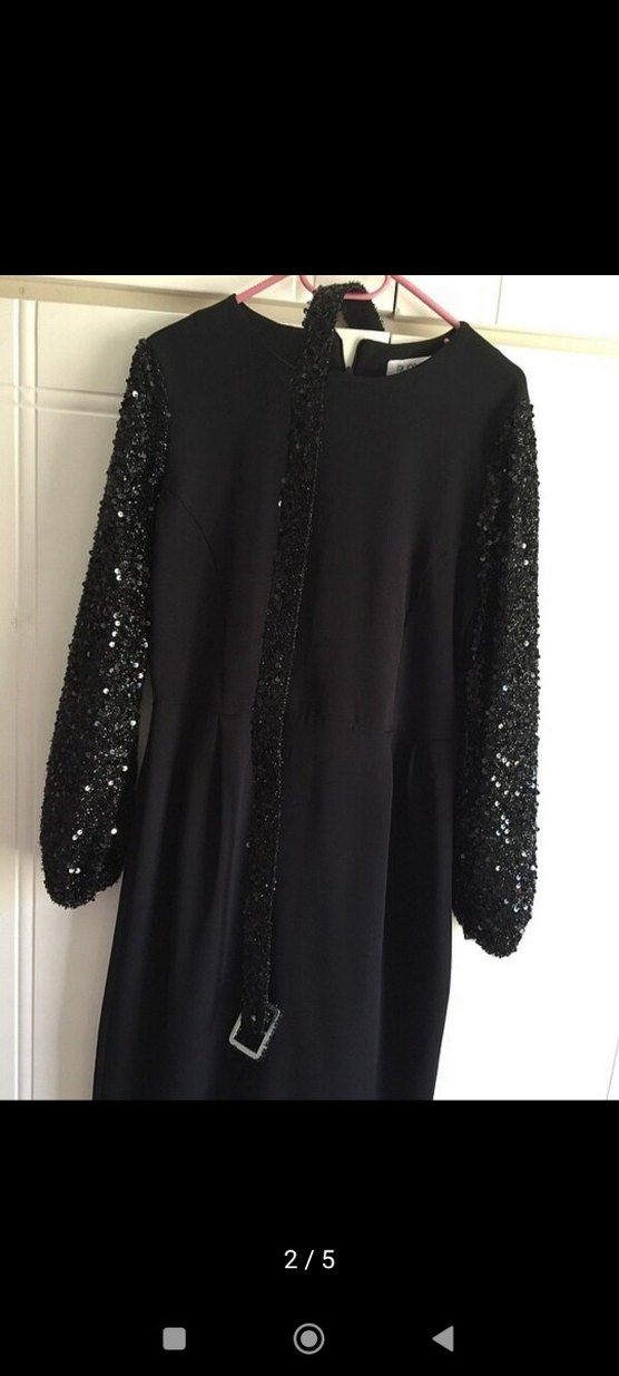 Uzun Kollu Siyah Gotik Elbise - Görsel 2