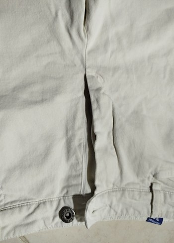 Beyaz Kadın Pamuklu Fermuarlı Kumaş Pantolon - Görsel 3