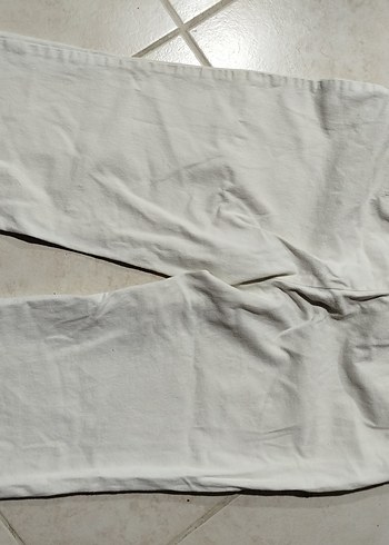 Beyaz Kadın Pamuklu Fermuarlı Kumaş Pantolon - Görsel 4