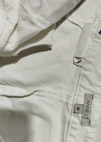 Beyaz Kadın Pamuklu Fermuarlı Kumaş Pantolon - Görsel 2