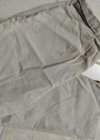 Bej Keten Kadın Rahat Kesim Pantolon - Görsel 6